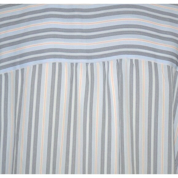 Tahari Ladies Blue Striped Button Front V-Neck Blouse XL Long Bell Sleeves Tunic - Picture 9 of 12